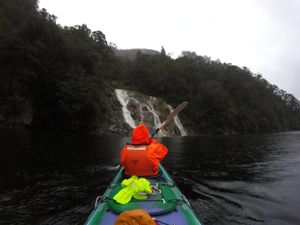 Kayaking Doubtful Sound and it's waterfalls