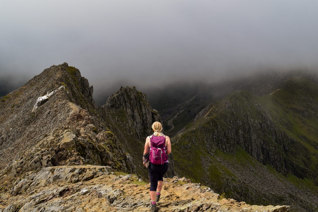 Scrambling up Crib Goch